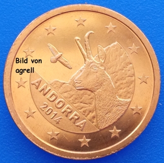 2 Cent Münze Andorra 2014 Stgl.
