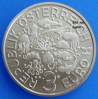 3 Euro Gedenkmünze Österreich 2024 blauer Doktorfisch 7/12