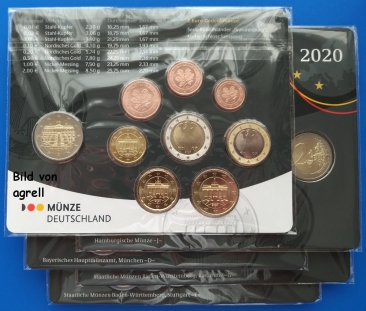 Kursmünzensatz Deutschland 2020 Stgl.