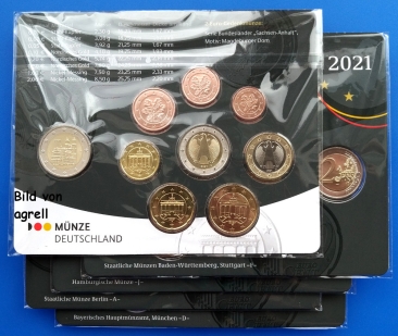 Kursmünzensatz Deutschland 2021 Stgl.