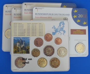 Kursmünzensatz Deutschland 2012 Stgl.