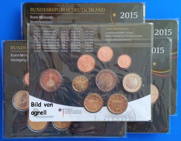Kursmünzensatz Deutschland 2015 Stgl.
