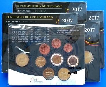 Kursmünzensatz Deutschland 2017 Stgl.