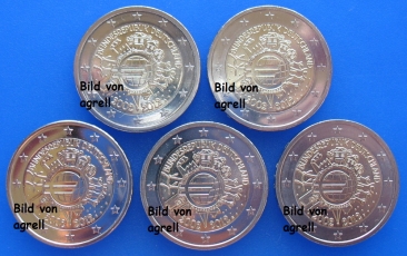 5 x 2 Euro Gedenkmünze Deutschland 2012 (ADFGJ)