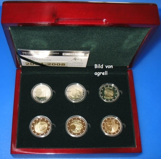 6 x 2 Euro Gedenkmünze Luxemburg 2004 - 2008