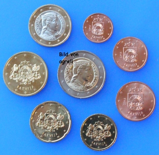 Kursmünzensatz Lettland 2014 Stgl.