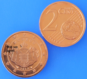 2 Cent Münze Monaco 2013 Stgl.