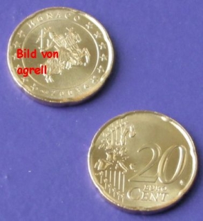 20 Cent Münze Monaco 2003 Stgl.