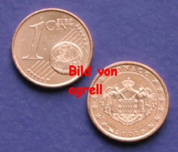 1 Cent Münze Monaco 2001 Stgl.