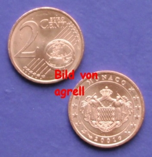 2 Cent Münze Monaco 2001 Stgl.