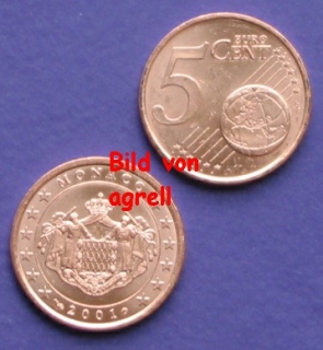 5 Cent Münze Monaco 2001 Stgl.