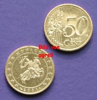 50 Cent Münze Monaco 2001 Stgl.