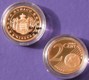 2 Cent Münze Monaco 2004 polierte Platte (PP)