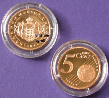 5 Cent Münze Monaco 2004 polierte Platte (PP)