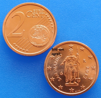 2 Cent Münze San Marino 2013 unzirkuliert
