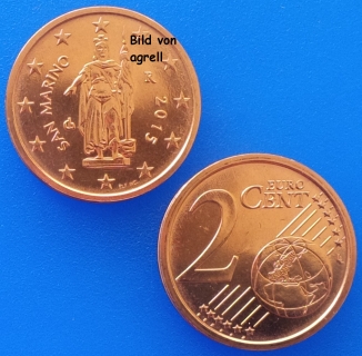 2 Cent Münze San Marino 2015 unzirkuliert