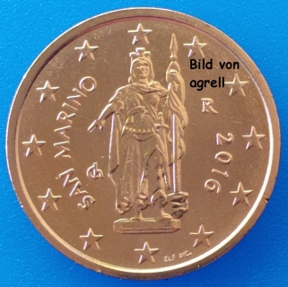2 Cent Münze San Marino 2016 unzirkuliert