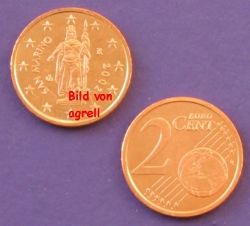 2 Cent Münze San Marino 2002 unzirkuliert