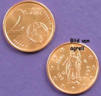2 Cent Münze San Marino 2005 unzirkuliert
