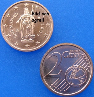 2 Cent Münze San Marino 2008 unzirkuliert
