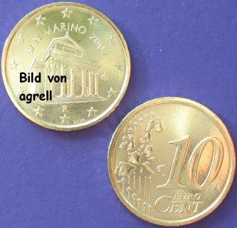 10 Cent Münze San Marino 2007 unzirkuliert