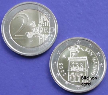 2 Euro Münze San Marino 2005 unzirkuliert