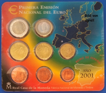 Kursmünzensatz Spanien 2001 Stgl.