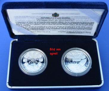 5 & 10 Euro Silbergedenkmünze San Marino 2002