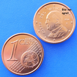1 Cent Münze Vatikan 2014 unzirkuliert