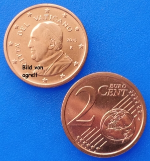 2 Cent Münze Vatikan 2015 unzirkuliert