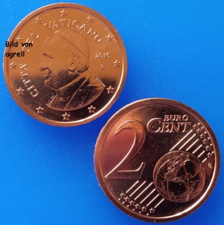 2 Cent Münze Vatikan 2016 unzirkuliert