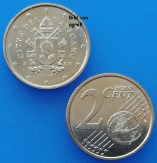 2 Cent Münze Vatikan 2017 unzirkuliert