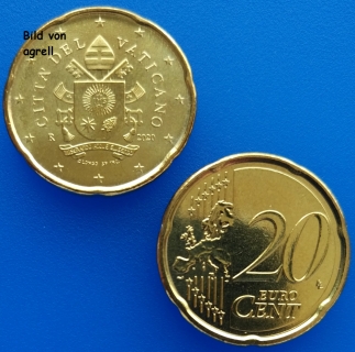 20 Cent Münze Vatikan 2020 unzirkuliert