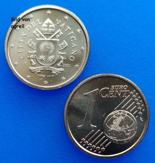 1 Cent Münze Vatikan 2021 unzirkuliert