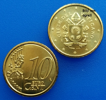 10 Cent Münze Vatikan 2021 unzirkuliert