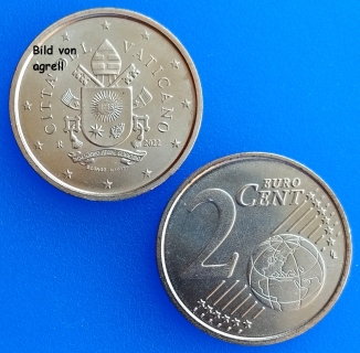 2 Cent Münze Vatikan 2022 unzirkuliert