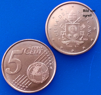 5 Cent Münze Vatikan 2024 unzirkuliert