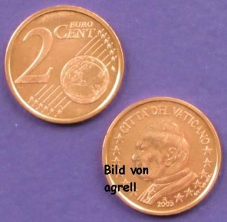 2 Cent Münze Vatikan 2005 unzirkuliert