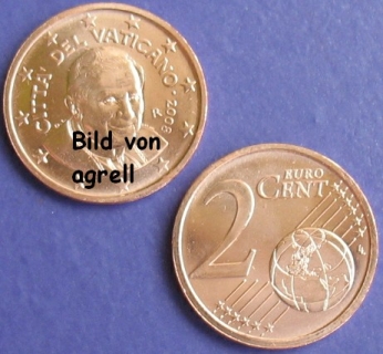 2 Cent Münze Vatikan 2008 unzirkuliert