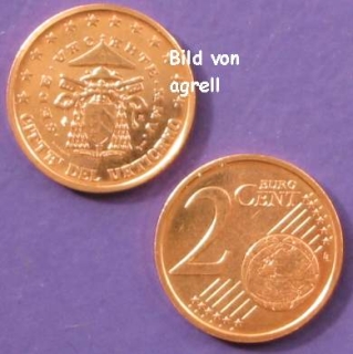 2 Cent Münze Vatikan 2005 Sede Vacante unzirkuliert
