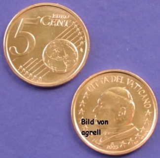 5 Cent Münze Vatikan 2005 unzirkuliert