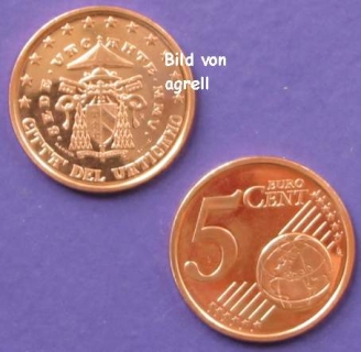 5 Cent Münze Vatikan 2005 Sede Vacante unzirkuliert