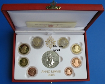 Kursmünzensatz Vatikan 2008 PP