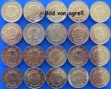 20 x 2 Euro Gedenkmünzen 10 Jahre Euro 2009