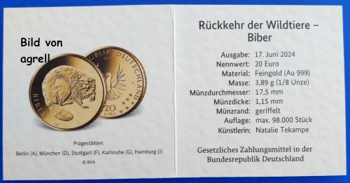 20 Euro Gold coin Germany 2024