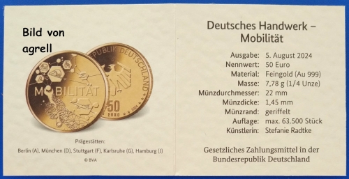 50 Euro Gold coin Germany 2024