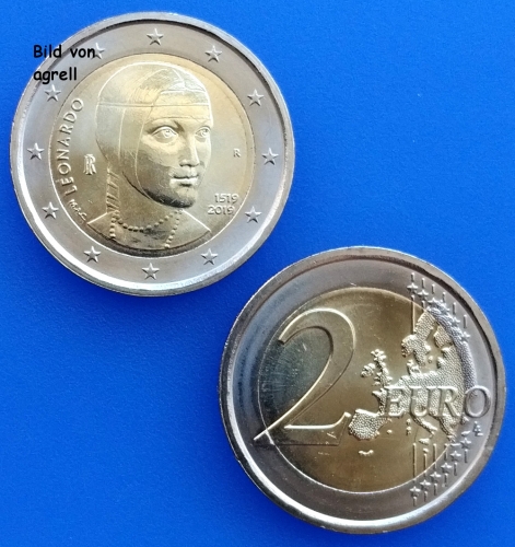 2 Euro Gedenkmünze Italien 2019 Leonardo da Vinci