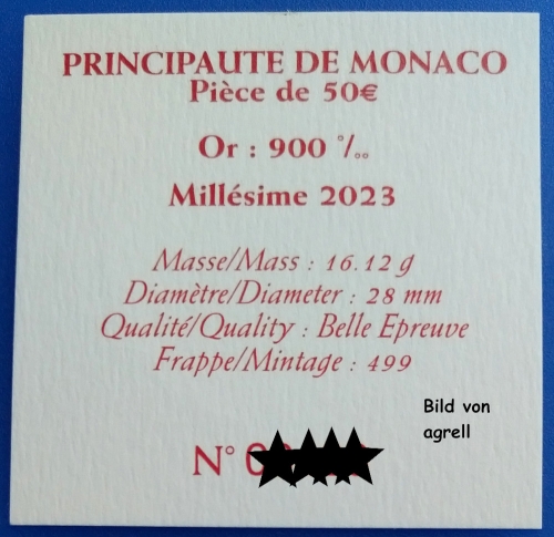50 Euro Goldgedenkmünze Monaco 2023