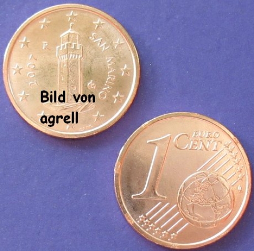 1 Cent Münze San Marino 2007 unzirkuliert