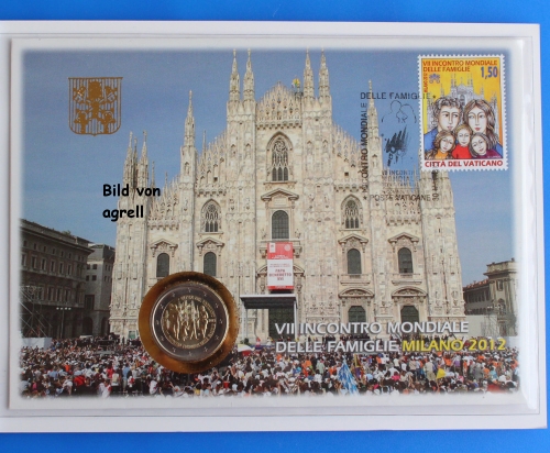 Philatelic-numismatic cover Vatican 2012 family meeting